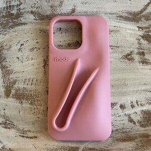 RHODE Soft Pink Phone Case with Grip For I phone 14/15 pro max